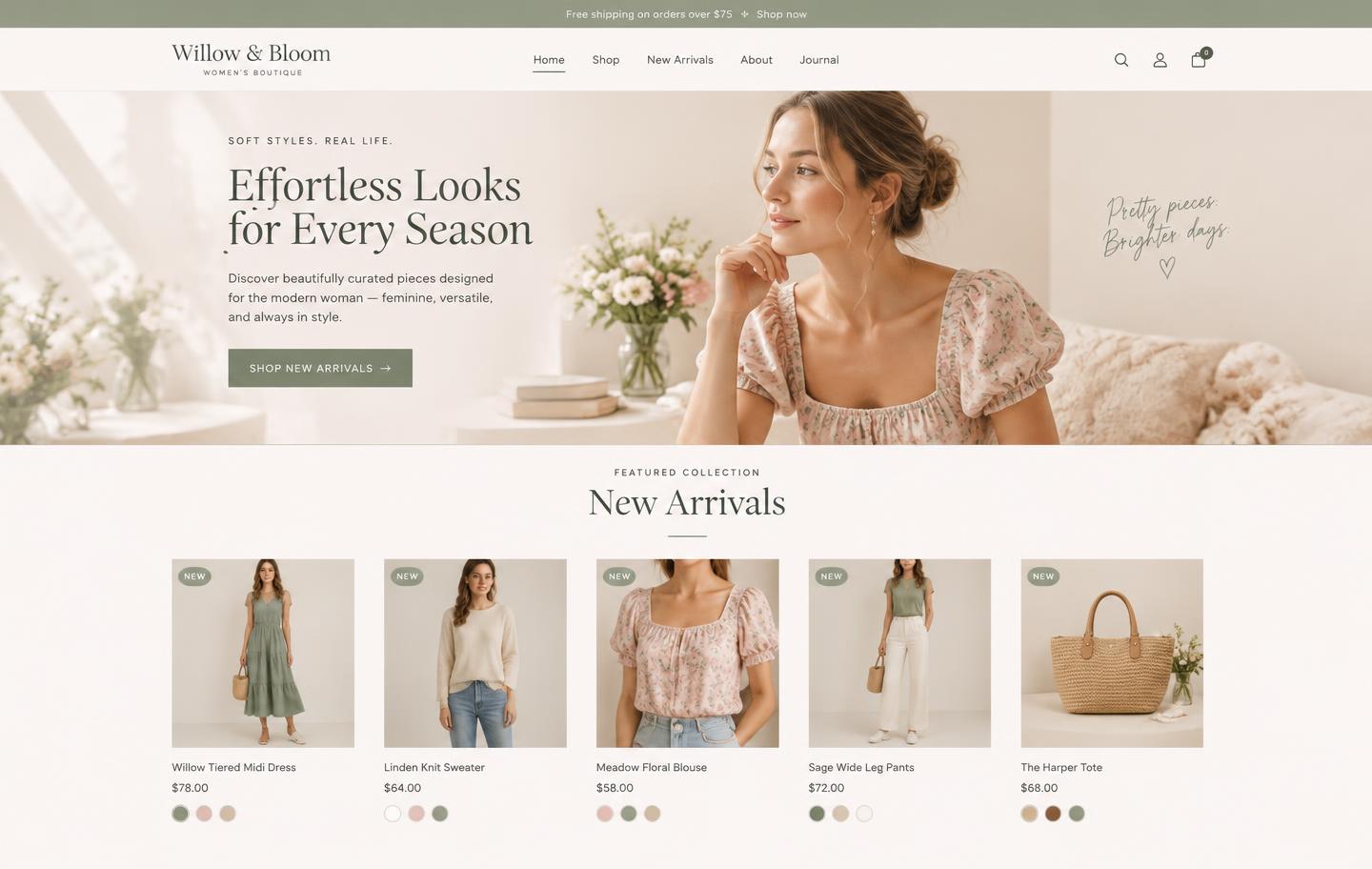 Willow & Bloom website homepage