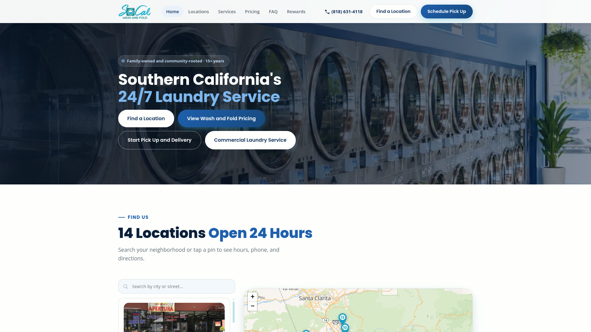 SoCal Wash and Fold website homepage